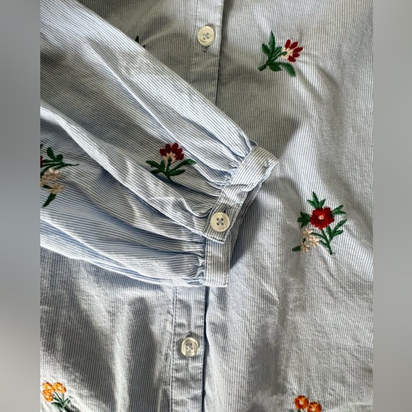 EDC Striped Bohemian Button Down with Floral Embroidery, Sz XS - Picture 5 of 9